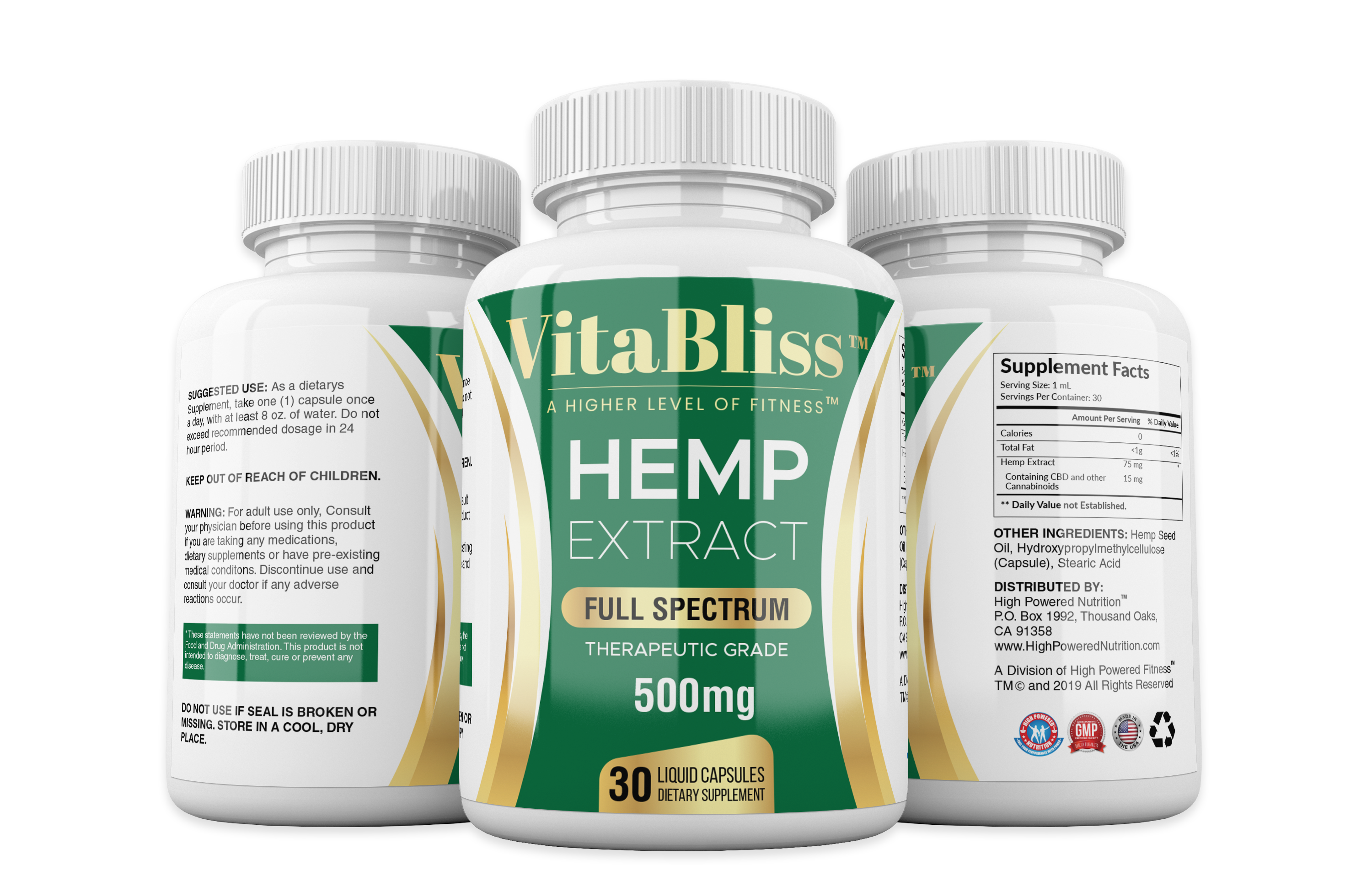 VitaBliss™ CBD Full Spectrum 500mg Capsules A Higher Level Of Fitness™
