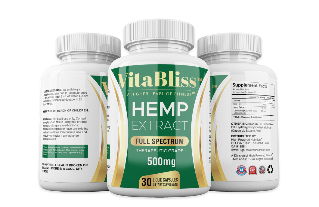 VitaBliss™ CBD Full Spectrum 500mg Capsules A Higher Level Of Fitness™