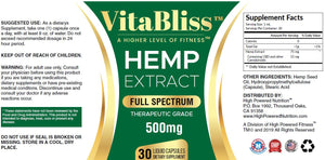 VitaBliss™ CBD Full Spectrum 500mg Capsules A Higher Level Of Fitness™