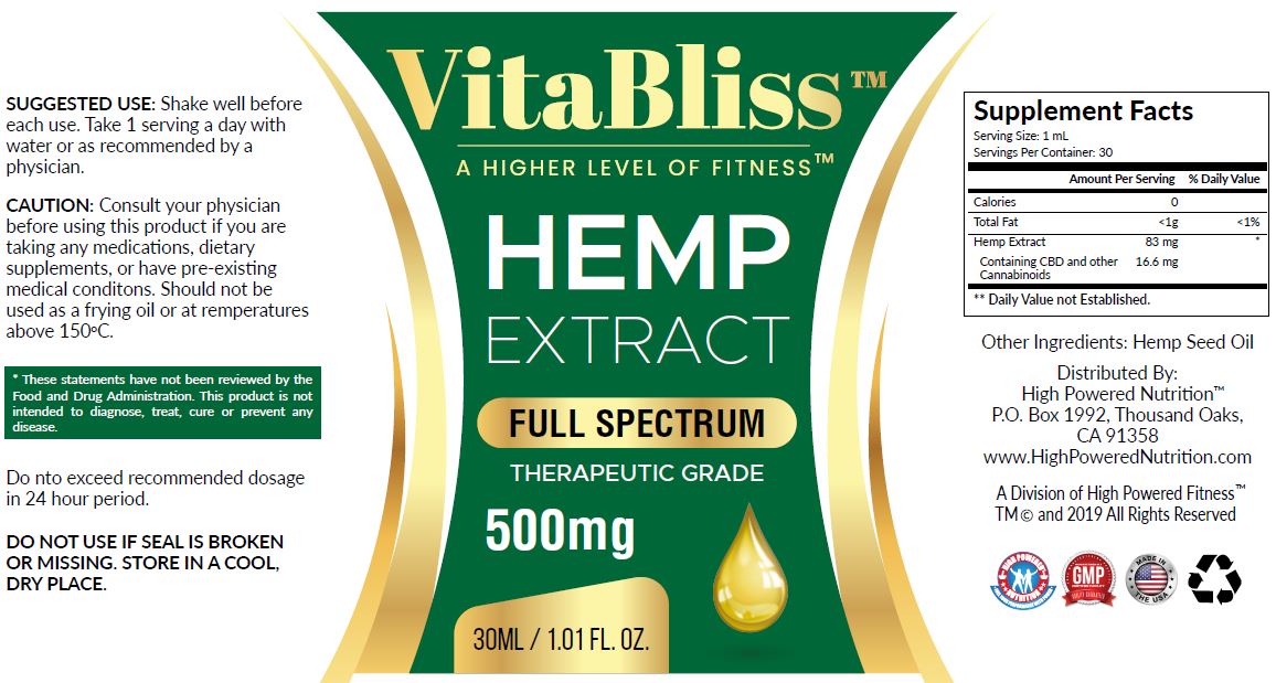 VitaBliss™ CBD Full Spectrum 500mg Tincture Drops A Higher Level Of Fitness™