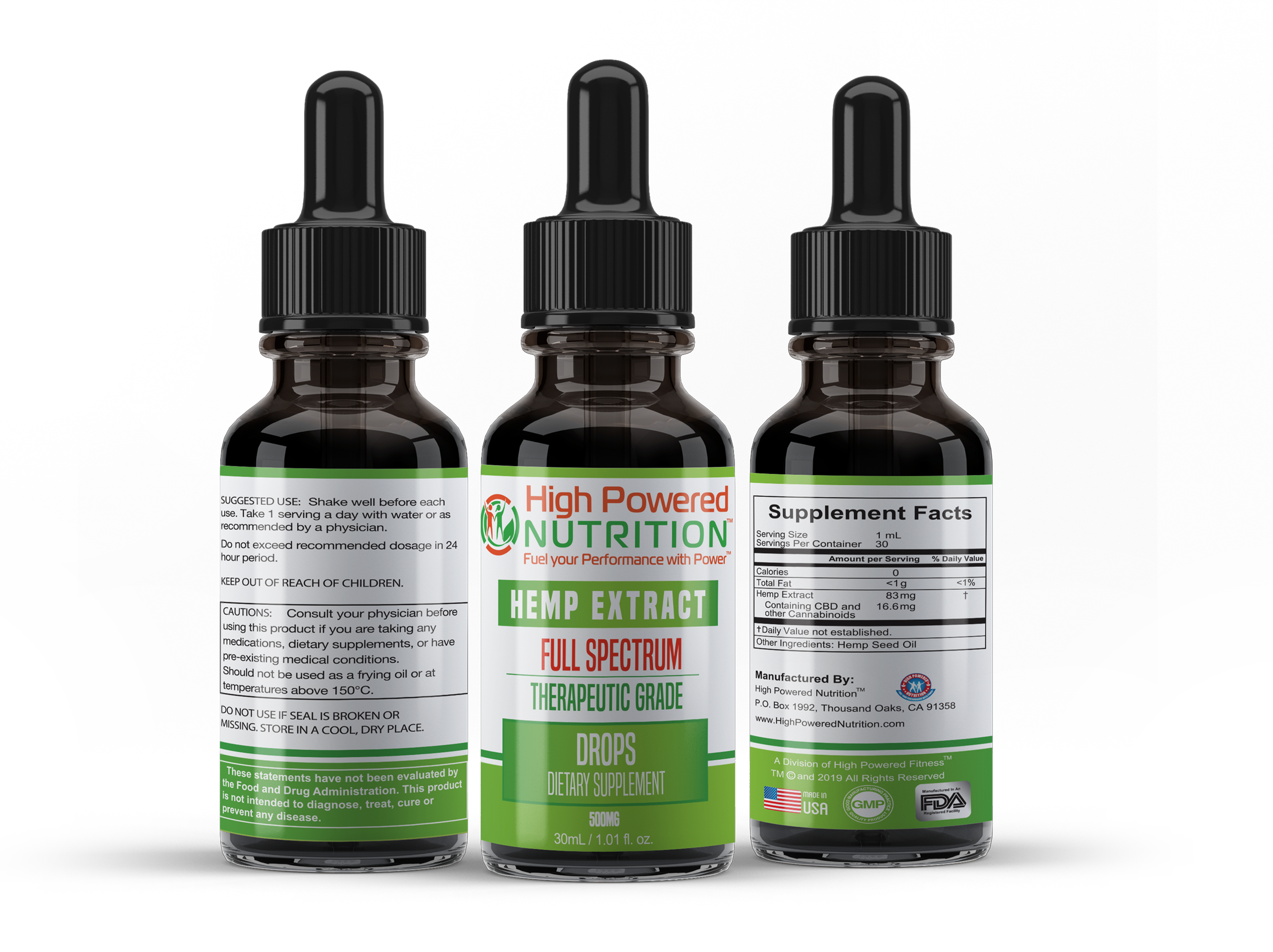 High Powered Nutrition™ CBD Full Spectrum 500mg Tincture Drops Fuel Your Performance With Power™