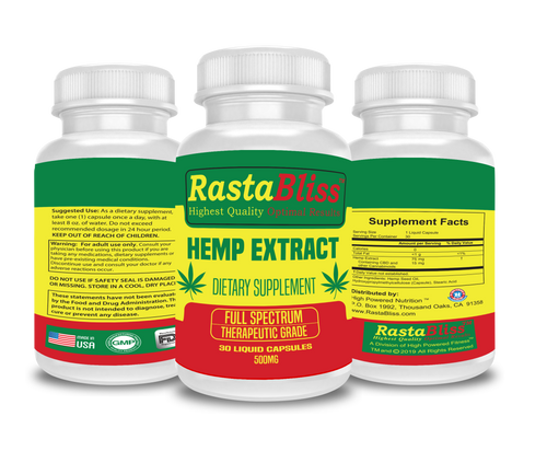 RastaBliss™ CBD Full Spectrum 500mg Capsules Highest Quality Optimal Results™