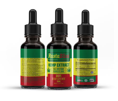 RastaBliss™ CBD Full Spectrum 500mg Tincture Drops Highest Quality Optimal Results™