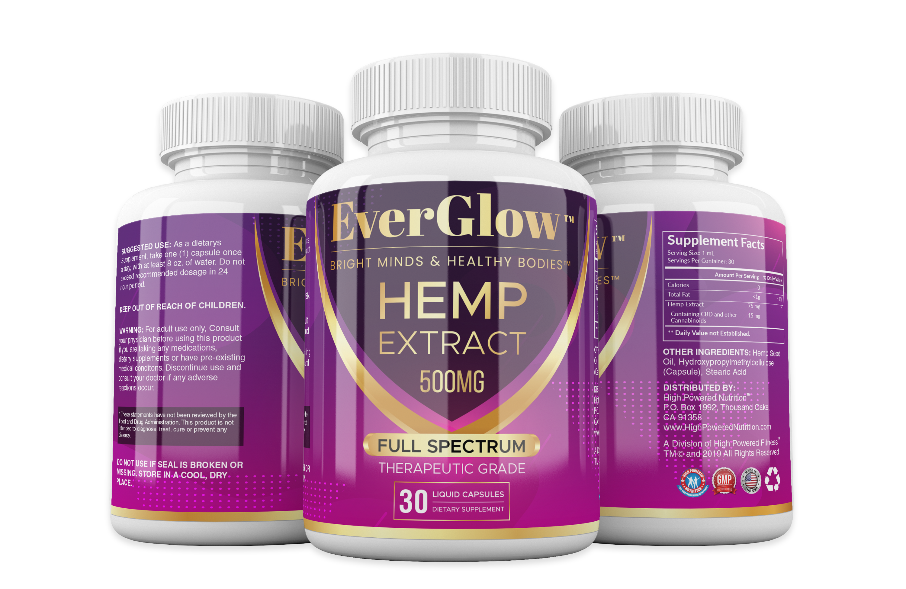 EverGlow ™ CBD Full Spectrum 500mg Capsules Bright Minds & Healthy Bodies™