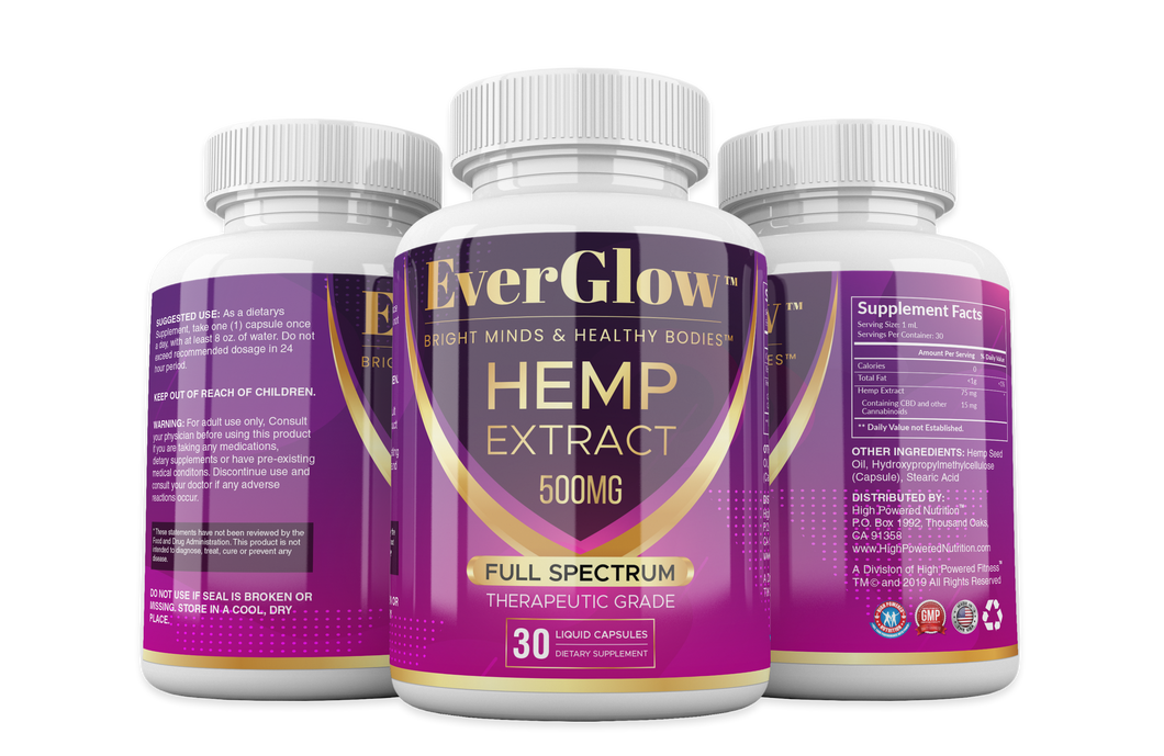 EverGlow ™ CBD Full Spectrum 500mg Capsules Bright Minds & Healthy Bodies™