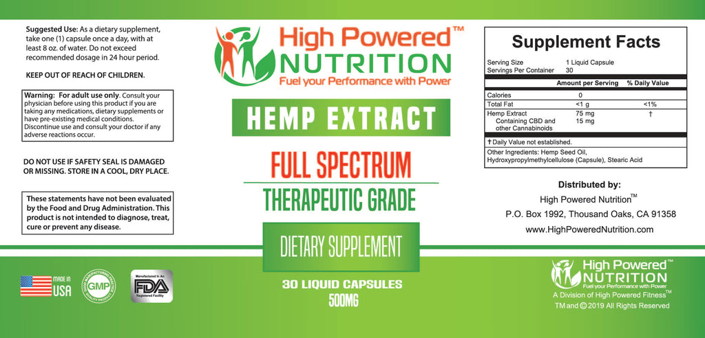 High Powered Nutrition™ CBD Full Spectrum 500mg Capsules Fuel Your Performance With Power™